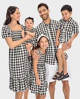 Baby Girls Matching Family Gingham Ruffle Dress