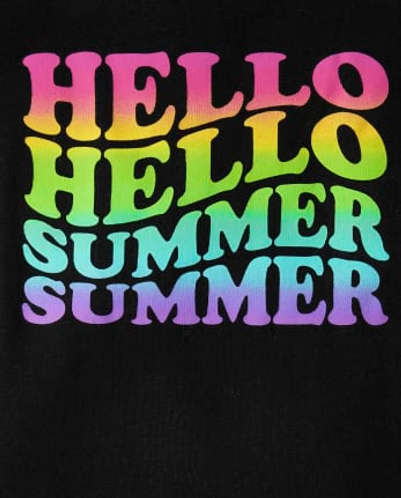 Baby And Toddler Girls Hello Summer Snug Fit Cotton Pajamas