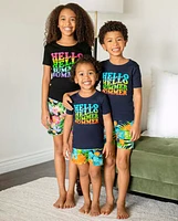 Baby And Toddler Girls Hello Summer Snug Fit Cotton Pajamas