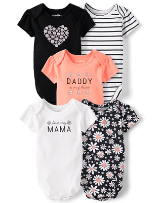 Baby Girls Daisy Bodysuit 5-Pack