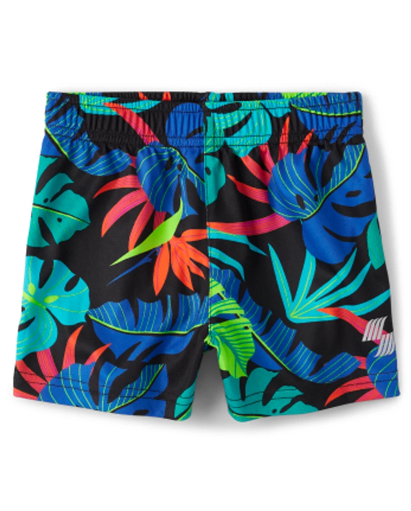 Baby And Toddler Boys Tropical Leaf Mesh Performance Basketball Shorts