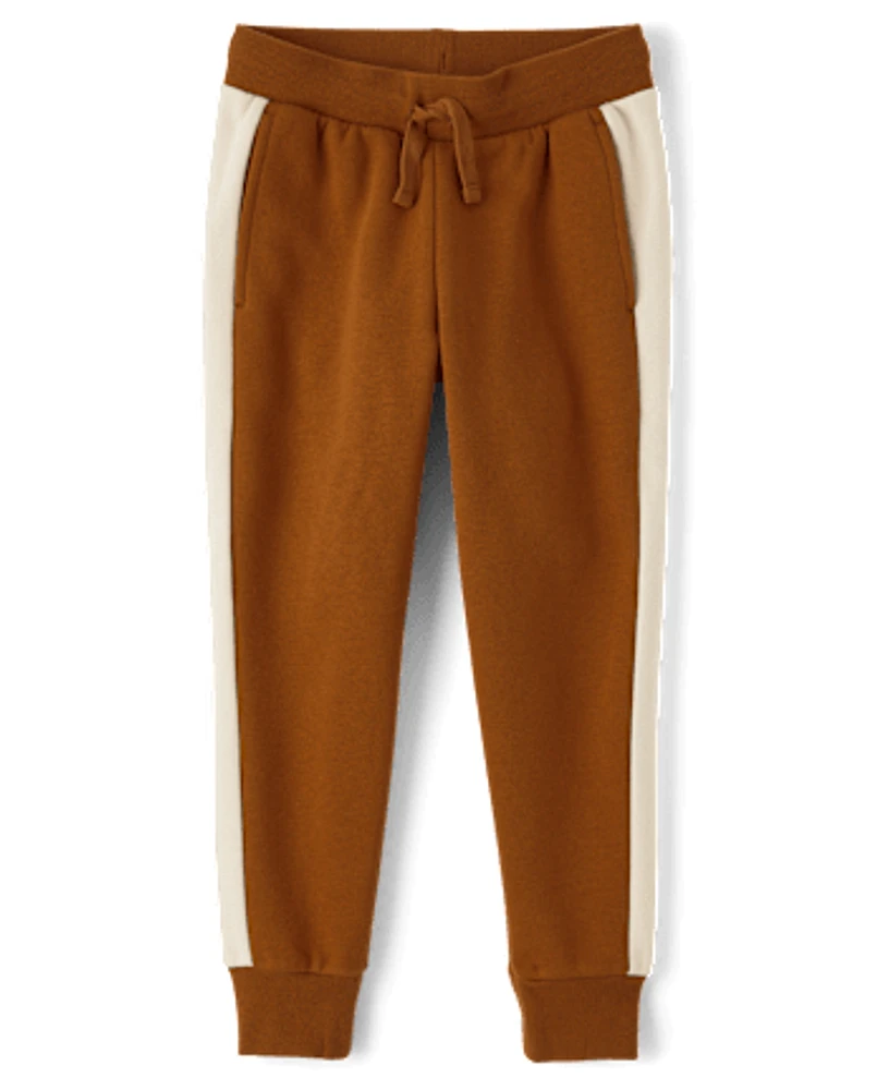 Boys Side Stripe Premium Fleece Jogger Pants