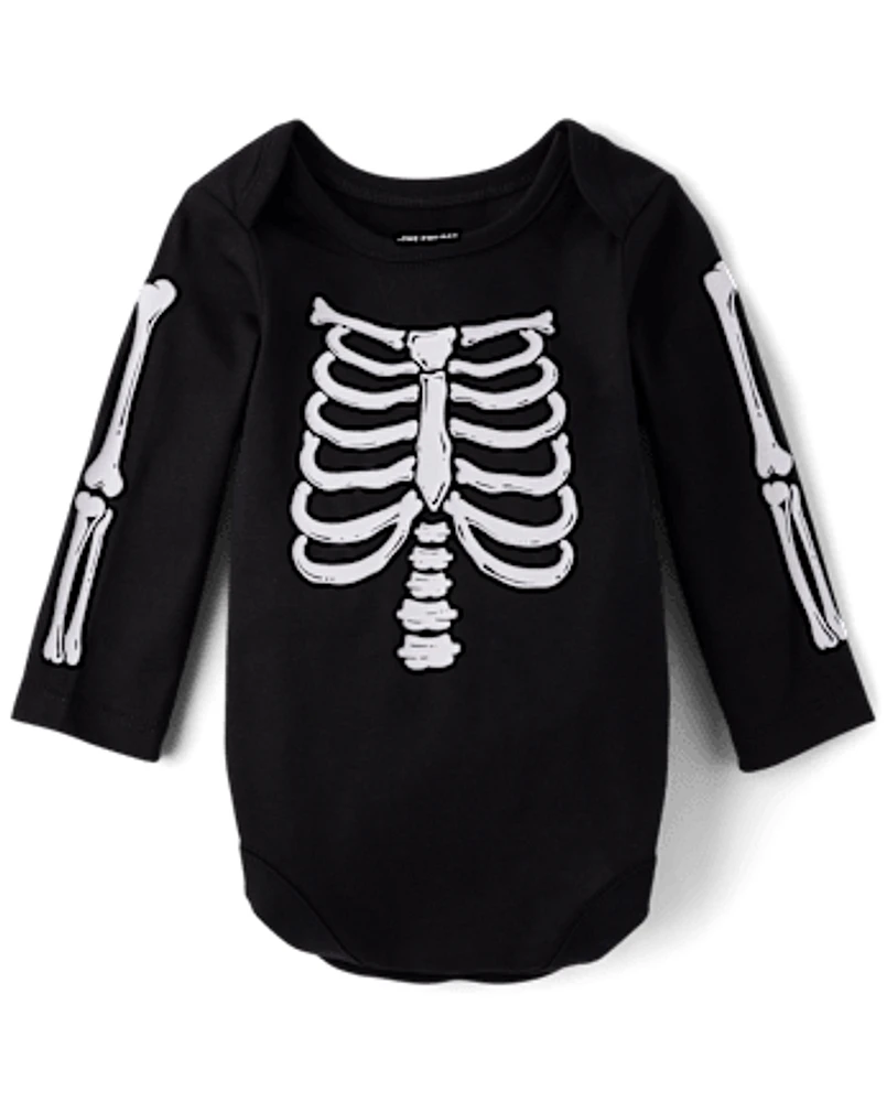 Body assorti pour bébé à motif squelette lumineux