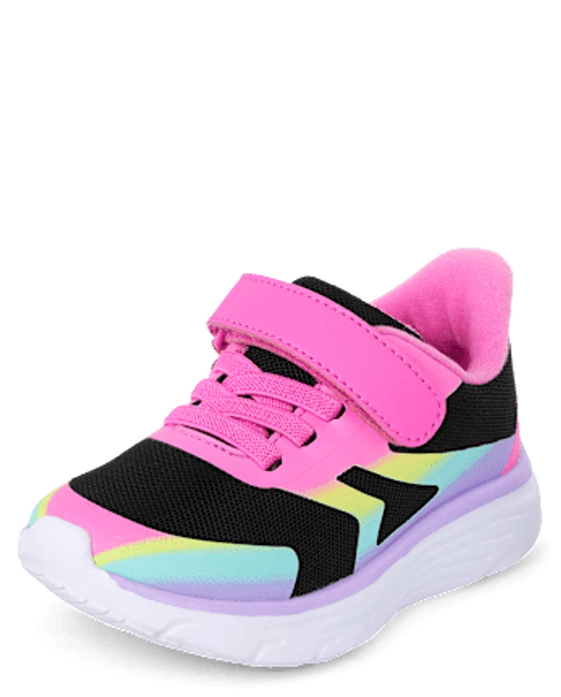 Baskets de course arc-en-ciel ombrées pour petites filles