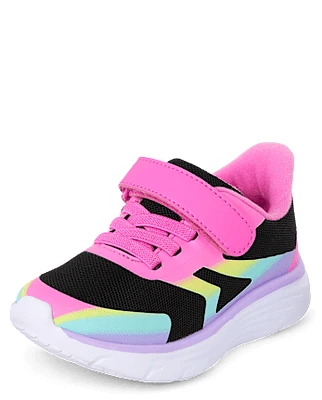 Baskets de course arc-en-ciel ombrées pour petites filles