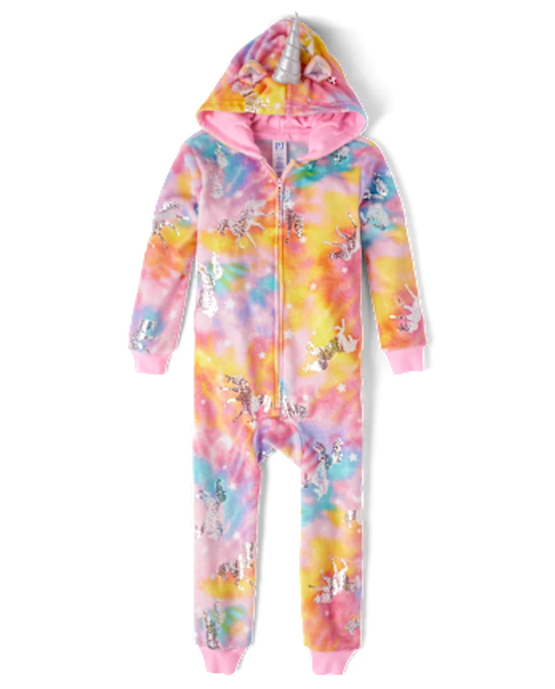 Pyjama une pièce licorne en aluminium pour fille - Polaire douillet
