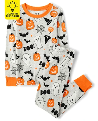 Kids Matching Family Glow Halloween Snug Fit Cotton Pajamas