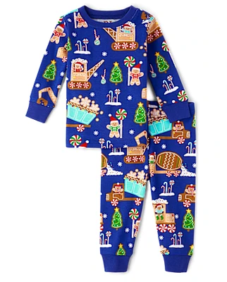 Pyjama en coton ajusté pour bébé et tout-petit, motif pain d'épices