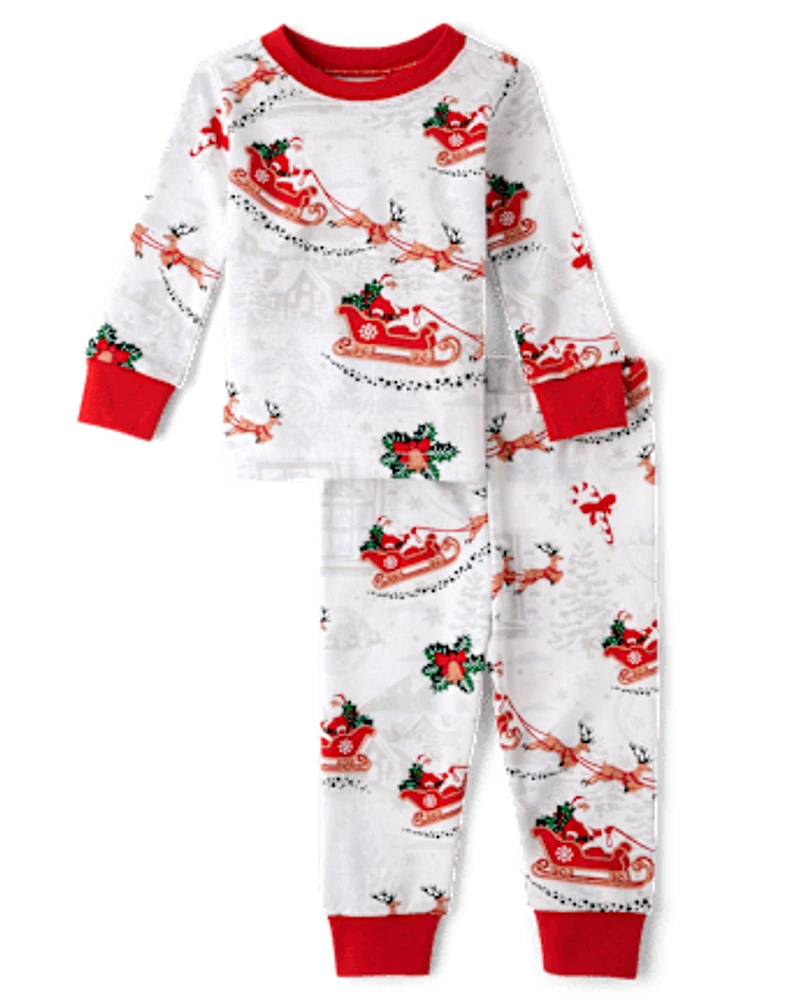 Baby And Toddler Matching Family Santa Sleigh Snug Fit Cotton Pajamas