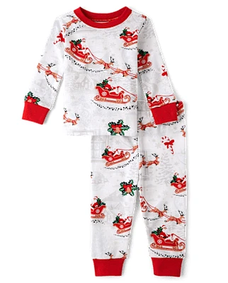 Baby And Toddler Matching Family Santa Sleigh Snug Fit Cotton Pajamas