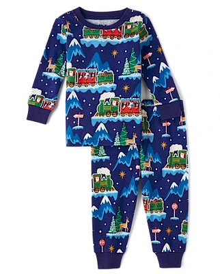 Baby And Toddler Glow Christmas Train Snug Fit Cotton Pajamas