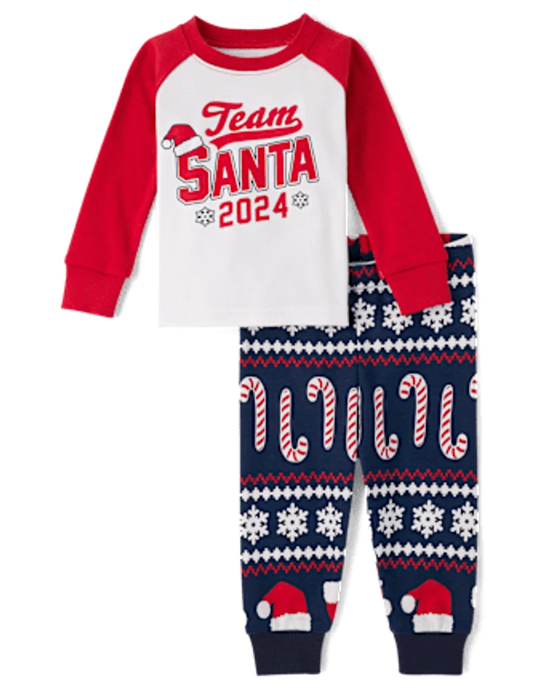 Pyjama en coton ajusté pour bébé et tout-petit, équipe familiale assortie du Père Noël 2024