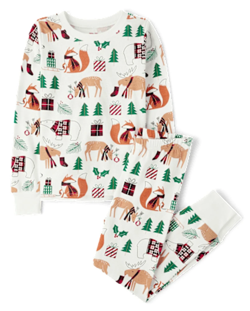 Kids Matching Family Animal Snug Fit Cotton Pajamas
