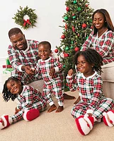 Baby And Toddler Matching Family Plaid Thermal Henley Pajamas