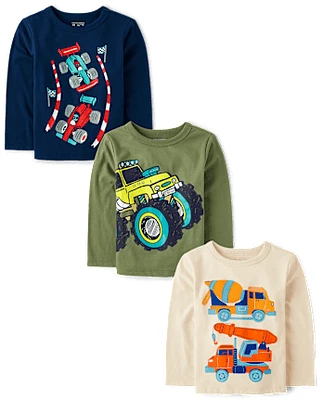 Lot de 3 t-shirts graphiques pour bébés et tout-petits garçons