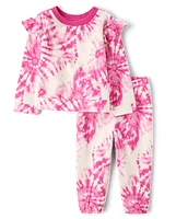 Toddler Girls Tie Dye Fleece 2-Piece Outfit Set