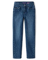 Girls Rhinestone Straight Jeans