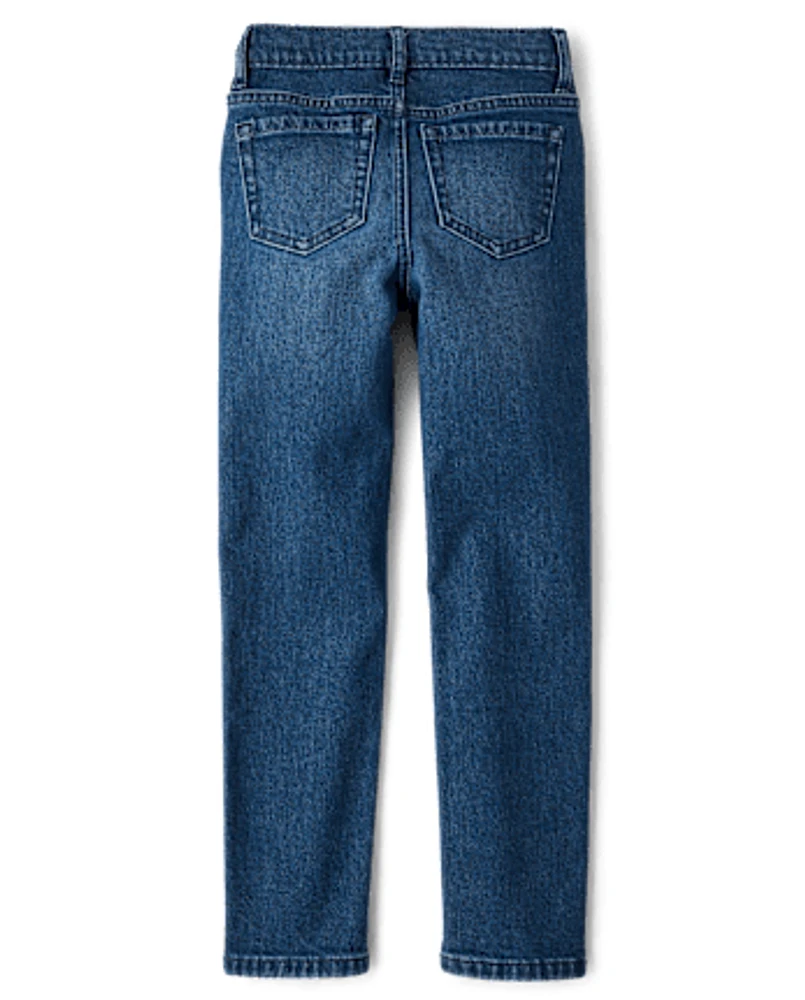 Girls Rhinestone Straight Jeans