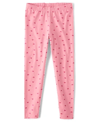 Leggings à paillettes en forme de cœur pour filles