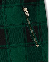 Girls Plaid Zip Ponte Jeggings