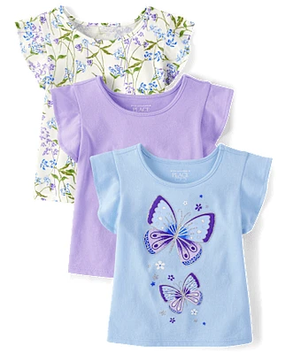 Toddler Girls Butterfly Flutter Top 3-Pack