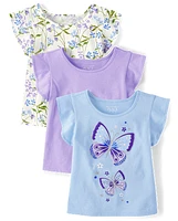 Toddler Girls Butterfly Flutter Top 3-Pack