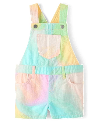Salopette courte à motif marbré arc-en-ciel pour bébés et petites filles