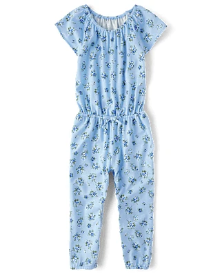 Combinaison fleurie à volants pour bébés et petites filles