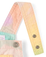 Girls Rainbow Marble Shortalls