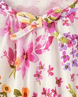 Girls Floral Puff Sleeve Dress