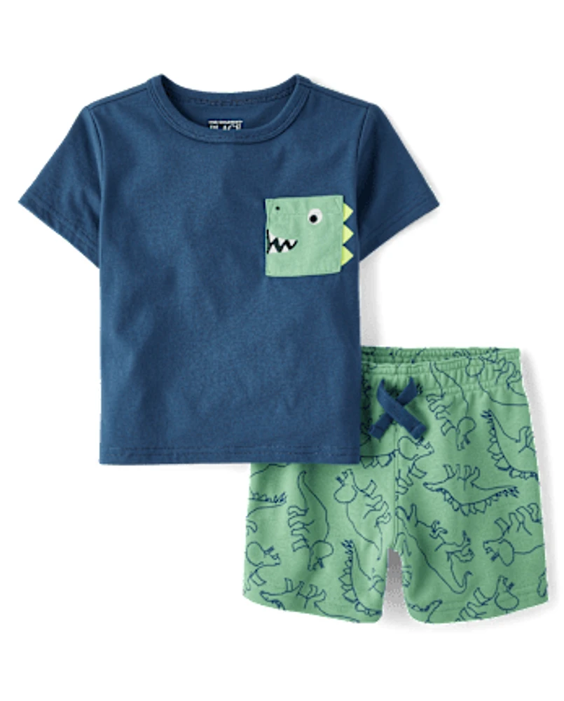 Baby And Toddler Boys Dino 2-Piece Outfit Set
