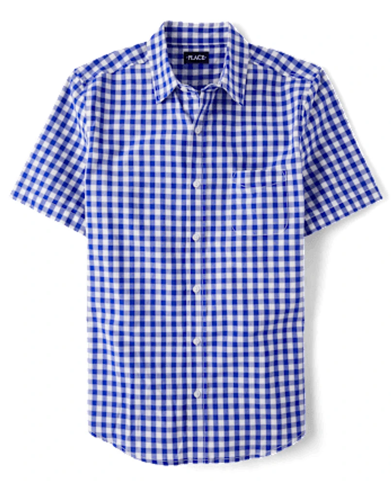 Mens Dad And Me Gingham Poplin Button Up Shirt