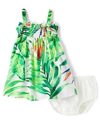 bébés filles Famille assortie Robes smockées tropicales