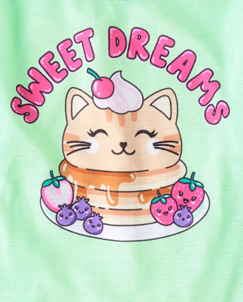 Pyjama petit-déjeuner pour filles avec chat