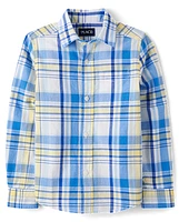Chemise boutonnée en popeline à carreaux « papa et moi » pour garçon