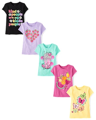 Lot de 5 t-shirts graphiques pour filles