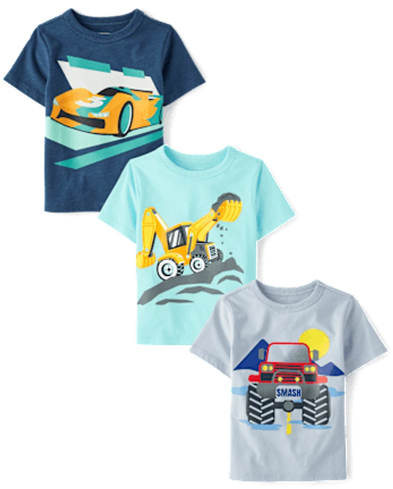 Lot de 3 t-shirts graphiques pour bébés et tout-petits garçons