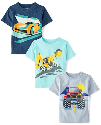 Lot de 3 t-shirts graphiques pour bébés et tout-petits garçons