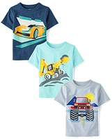 Lot de 3 t-shirts graphiques pour bébés et tout-petits garçons