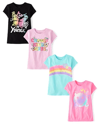 Girls Positivity Graphic Tee 4-Pack