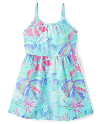 Baby And Toddler Girls Tropical Leaf Tank Dress