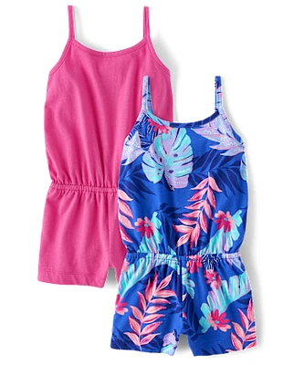 Toddler Girls Tropical Leaf Romper 2-Pack