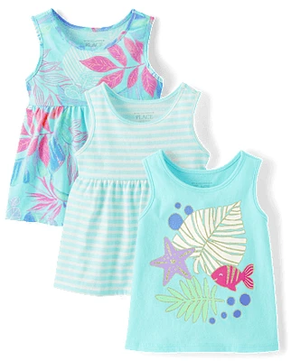 Toddler Girls Tropical Tank Top 3-Pack