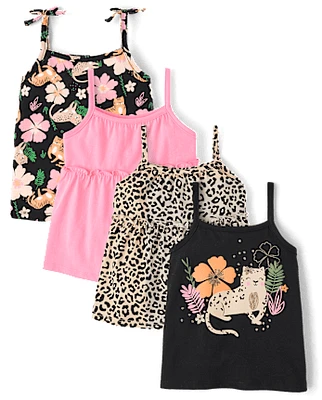 Toddler Girls Leopard Peplum Tank Top 4-Pack