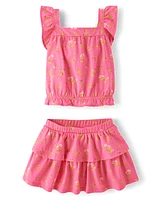 Toddler Girls Floral Flutter 2-Piece Outfit Set