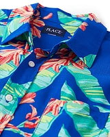 Mens Matching Family Tropical Button Up Shirt