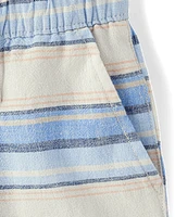 Baby And Toddler Boys Striped Linen-Blend Pull On Jogger Shorts