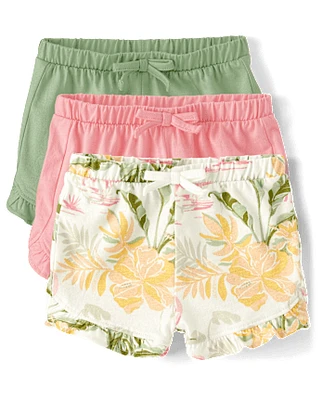Baby Girls Tropical Ruffle Shorts 3-Pack