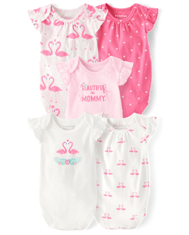 Baby Girls Flamingo Bodysuit 5-Pack