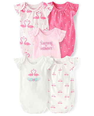 Baby Girls Flamingo Bodysuit 5-Pack